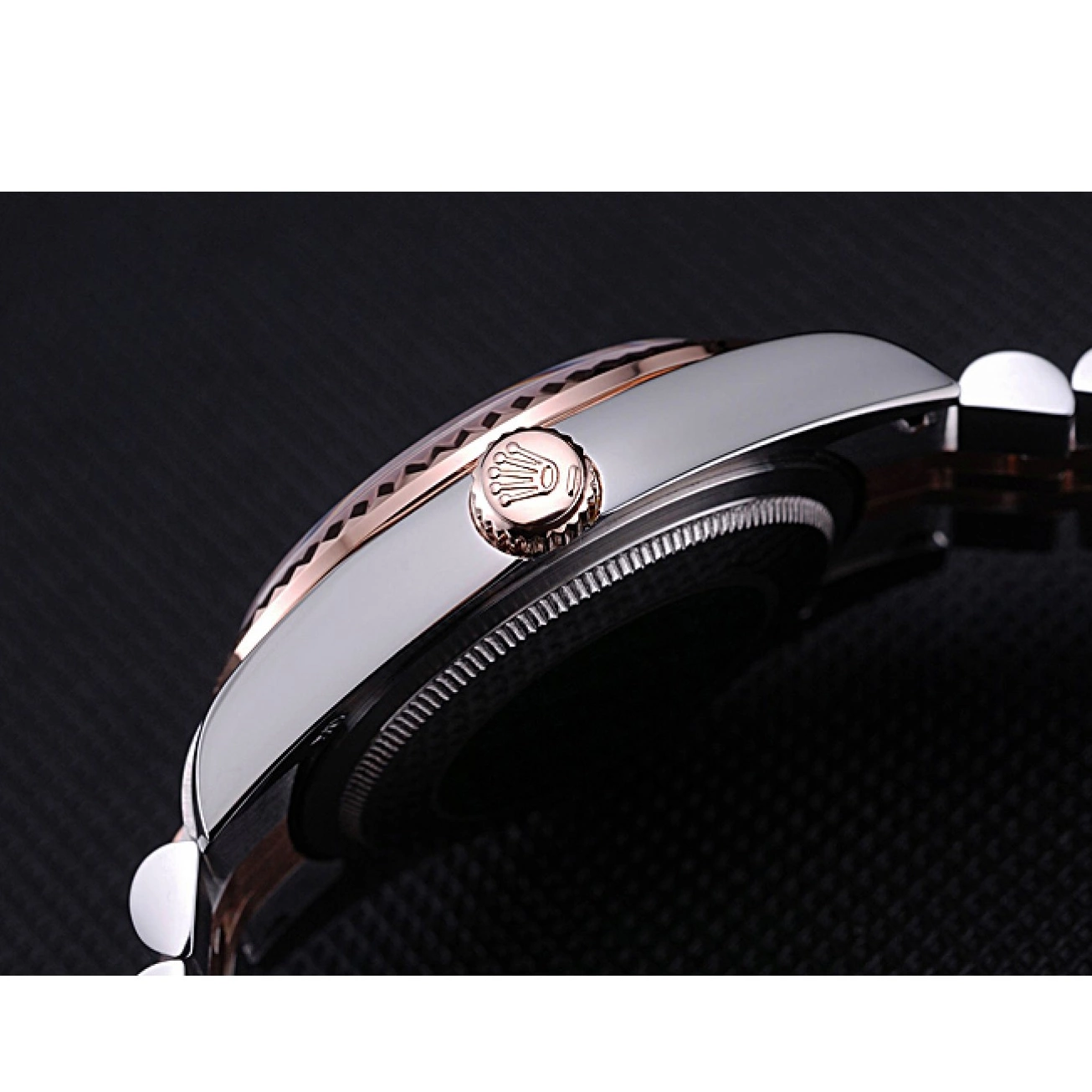Aaa replica watch Dial Black and Gold Stainless Steel 622545 DateJust Bracelet Rolex 0802